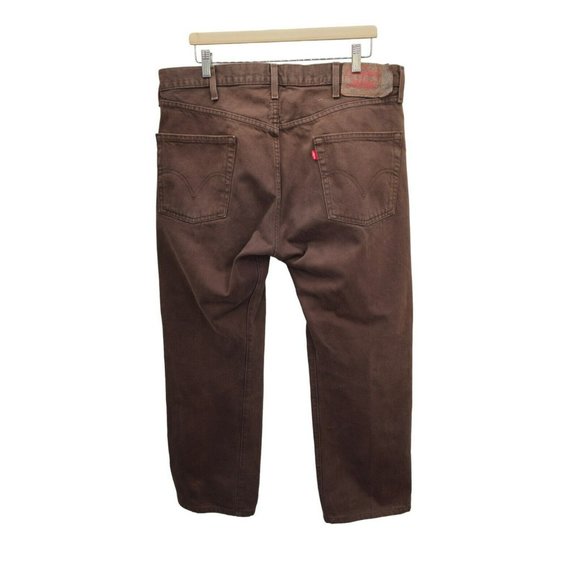 Vintage Levi's 501 Brown Denim Jeans Button Fly Straight Leg Fit 38/30 Workwear - Picture 5 of 15